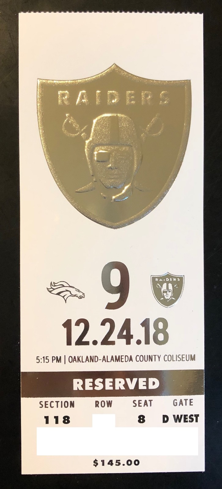 2018 Oakland Raiders Football Collectible Ticket Stub Choose Any Home Game eBay