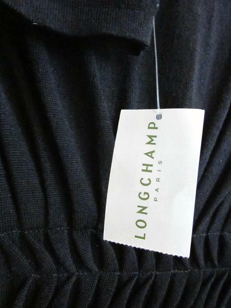 Longchamp Black Long Sleeve Knee Length Dress Sz Med Wool Silk Lined NWT Rt $620