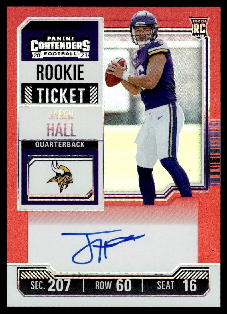 2023 Panini Contenders Rookie Red Zone Ticket FOTL RPS Jaren Hall Rookie Auto