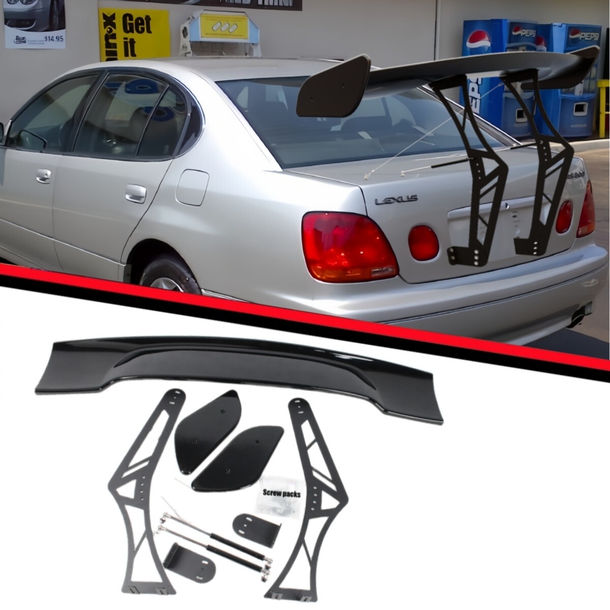 FOR 98-05 LEXUS GS300 GS430 ADJUSTABLE GT RACING SPOILER TRUNK