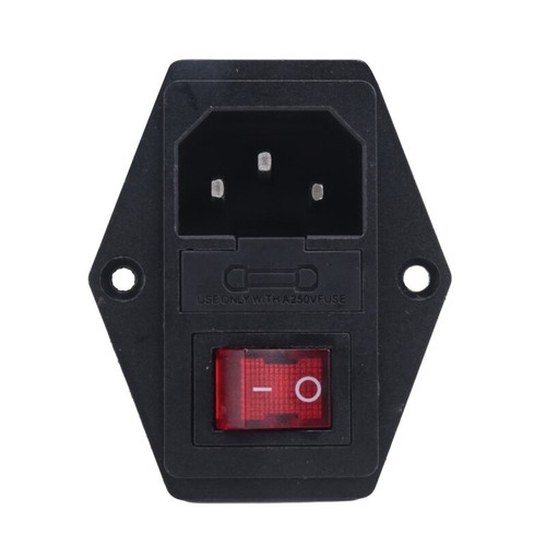 3 Pin IEC320 C14 Inlet Module Plug Fuse Switch Male Socket 10A 250V ...