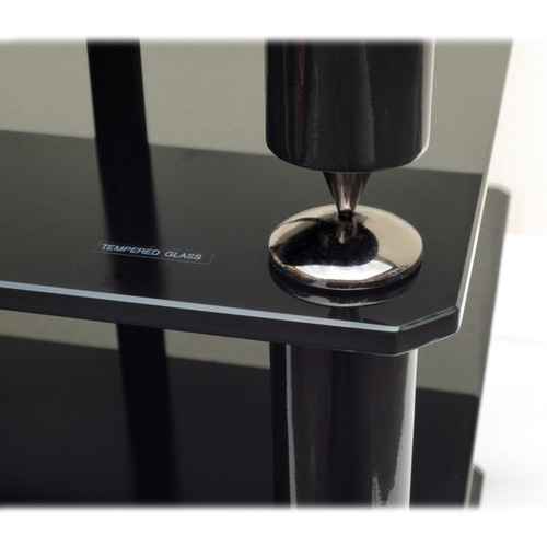 Norstone Bergen 2 Hi-Fi Stand Audio Rack 4 Black Glass Shelves Furniture Black - Picture 5 of 8