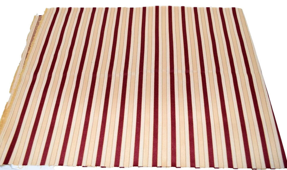 Vintage Beige and Brown Velvet Stripes in Rayon Fabric Remnant 60" x 22" - Image 2 of 4