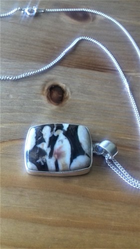 Sterling silver and Peanut Wood Jasper pendant and ring Size N - Picture 2 of 7