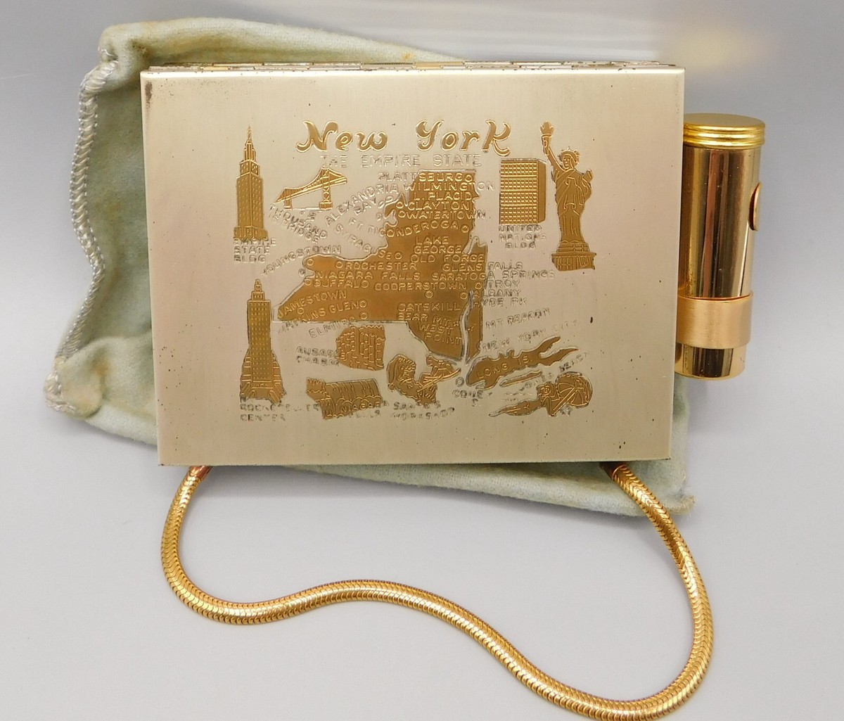 cigarette compact Vintage Metal Makeup Compact, Cigarette Case, Lipstick Holder, Purse