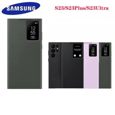 Official Original Samsung S23/S23+S23U Smart View Cover Mirror Flip Leather Case