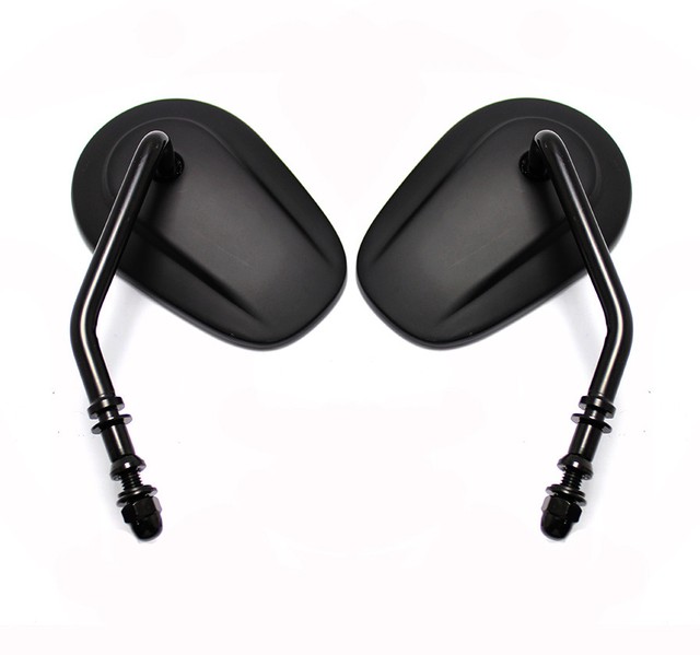 BLACK TAPERED TEARDROP REARVIEW SHORT STEM MIRRORS FOR HARLEY