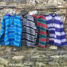 Kerela Striped Hooded  Unisex Jacket Woven Thick Cotton  Boho Hippy Nomads Wales