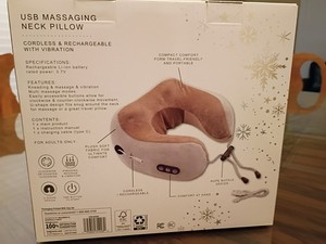 USB Massaging Neck Pillow Cordless & Rechargeable Vibration Modern Expressions