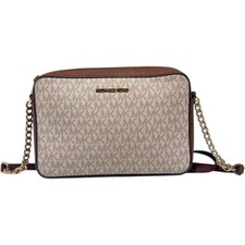 Michael Kors Jet Set EW Printed Logo Crossbody Bag Vanilla Travel Girl Boss