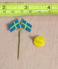 Vintage Swedish Flag Day Crossed Sweden Flags Stick Pin Made In Sweden
