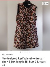 RED Valentino Multicolor Floral Sleeveless A-Line Dress Round Neck Size 46