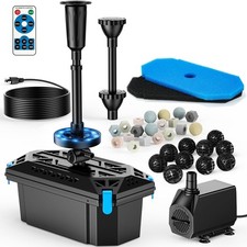 Pond Filter W/ Fountain Kits 660GPH Pond Pump Filter Built-in RGB LED Lights