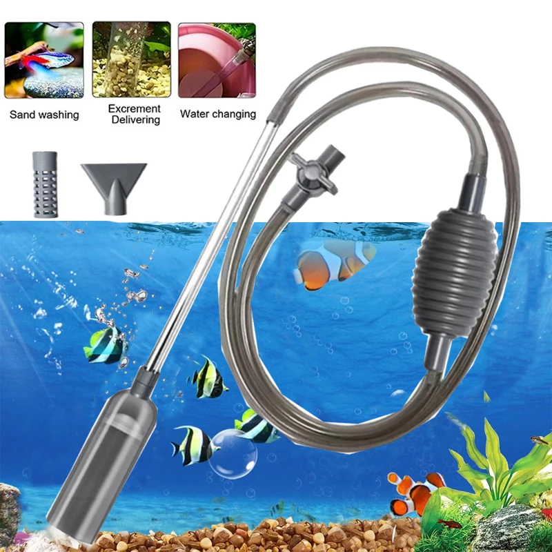 2.6M Aquarium Water Changer Fish Tank Vacuum Siphon Pump Gravel Cleaner Manual