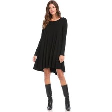 Karen Kane Relaxed Fit Black A-Line Mini Dress Long Sleeve Scoop Neck Petite XS