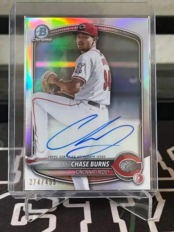 Chase Burns 2025 Bowman - Chrome Prospect Autographs #CPA-CB Refractor /499
