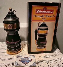 Budweiser Draught Tower II Stein CS542 Black and Gold Original COA and Box