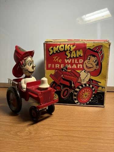 Smoky Sam The Wild Fireman Marx Tin Litho Toy Fifties