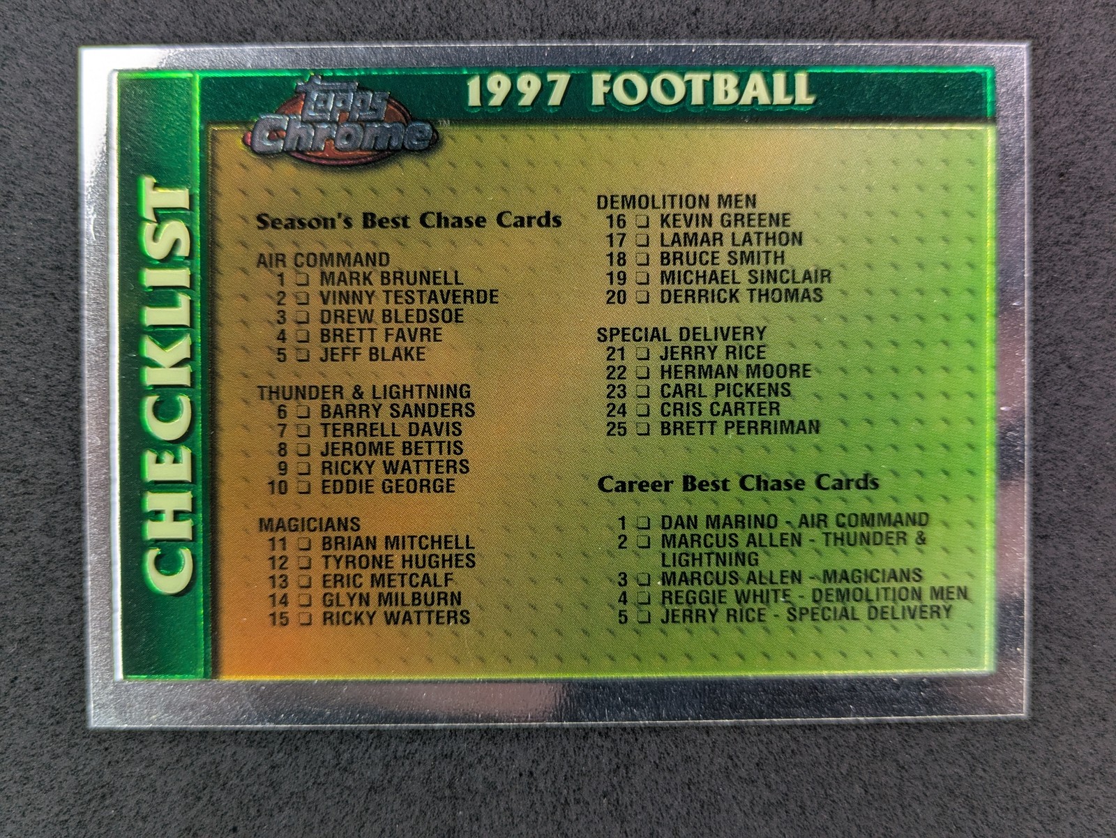 1997 Topps Chrome Football #165 Checklist 2