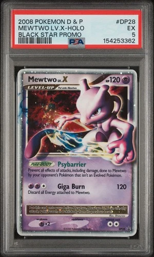 Pokemon Mewtwo LV.X Holo Black Star Promo DP28 PSA 5