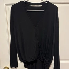 Michael Stars Top Womens One Size Surplice Jersey Knit Stretch Tunic Drapey Wrap