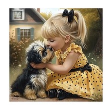 Cross Stitch Kit 11 Count   Girl with Puppy Design   40 x 40 cm