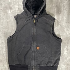 Carhartt Vest Mens 2XL Gray Active Quilted Hooded Insulated Canvas 100121-001