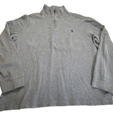 B16-Polo Ralph Lauren 1/4 Zip Quarter Zip Pullover Gray Sweater Mens SZ XL