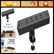 Desk Clamp Power Strip, Flat Plug Fast Charging Station, Desk Mount Surge