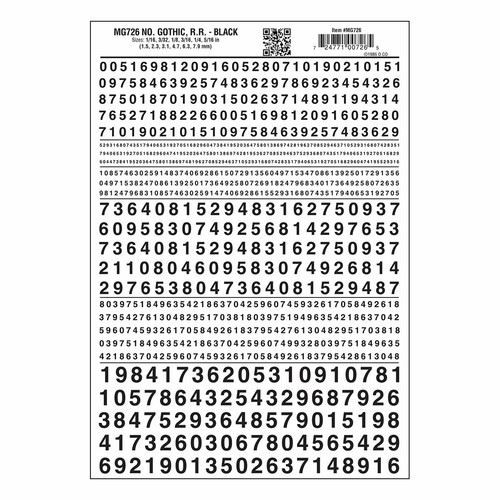 Numbers Gothic RR Black Woodland Scenics MG726