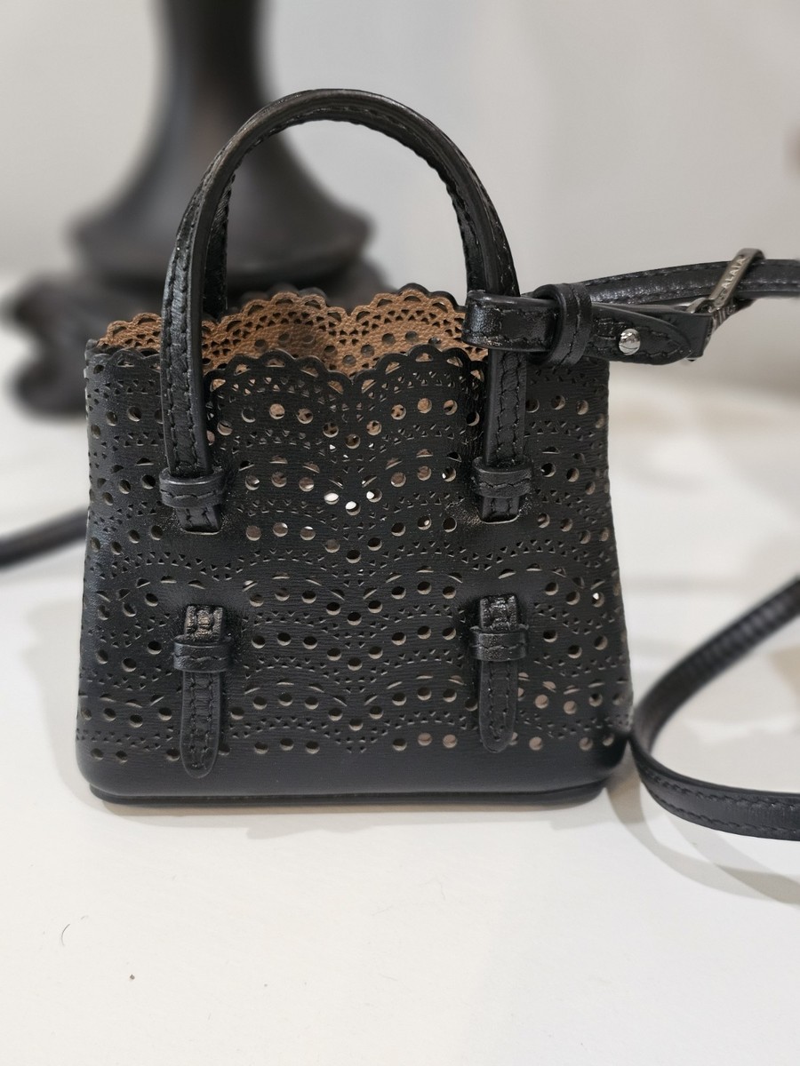 Alaia Micro Mina Tote Bag Vienne Wave Calfskin, Black | eBay
