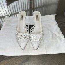 Beautiful White Kitten Hills Slip On Shoues Women's Shoes by Sonia Rykiel Size 8
