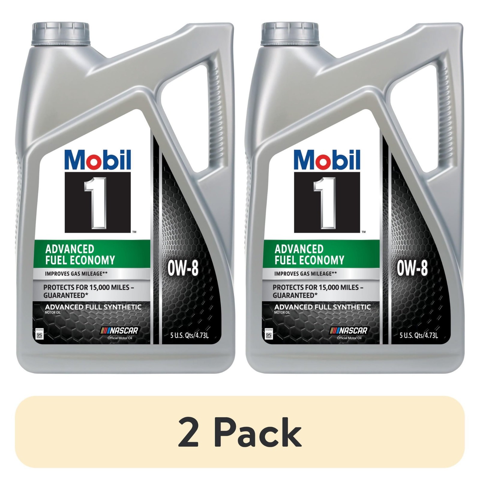 Mobil 1 Advanced Fuel Economy Full Synthetic Motor Oil 0W-8, 5 Quart (2 Pack)