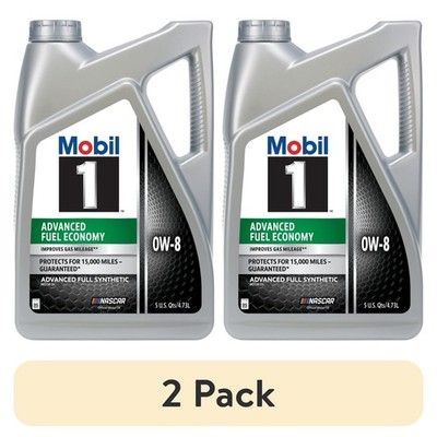 Mobil 1 Advanced Fuel Economy Full Synthetic Motor Oil 0W-8, 5 Quart (2 Pack)