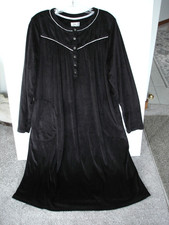 Aria Nightgown Black Velour Pintuck Pleats Soft Stretch Long Sleeves Medium