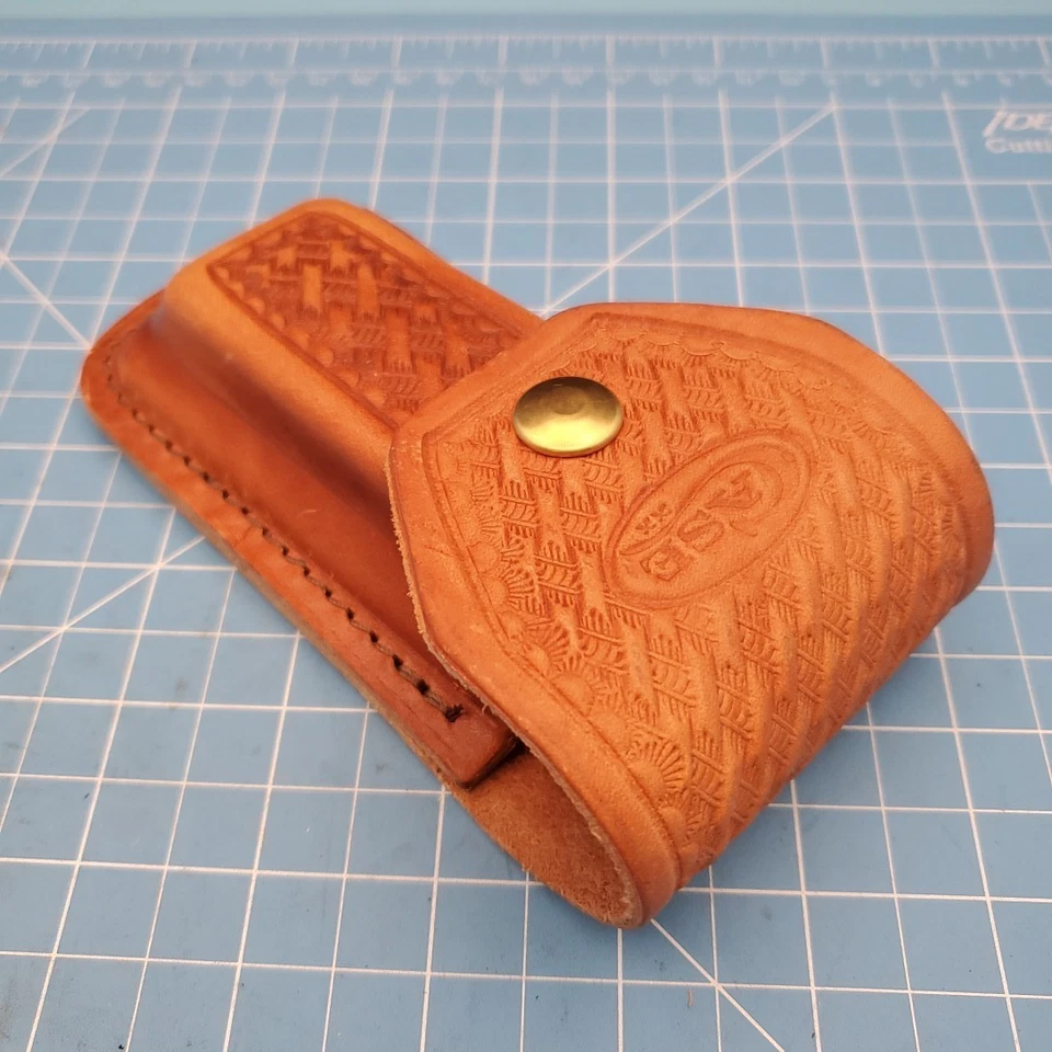 VTG Case XX Changer Knife Sheath Brown Leather Lockback Basket Weave 6"x5.25" - Image 2 of 4