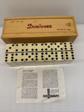 Vtg Double-Six PROFESSIONAL DOMINOS Steel Pin Set 28 Tiles Wood Case Taiwan NEW