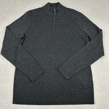 Smartwool Sweater Men Small Gray Solid 1/4 Pullover Knit Merino Wool Collar S