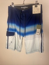 NWT Goodfellow and Co Blue Mens XS Swim Trunks Board Shorts Blue Striped W 28