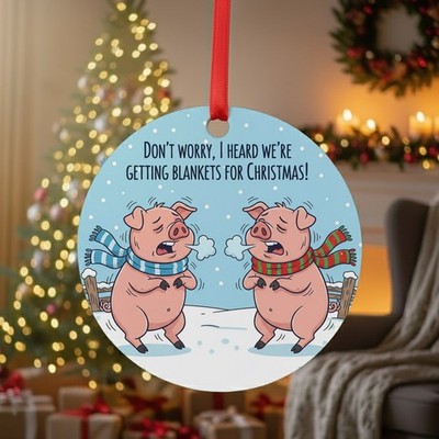 Lustiger Weihnachtsschmuck ''Schweine in Decken Witz'' Christbaumkugel Weihnachtsgeschenk
