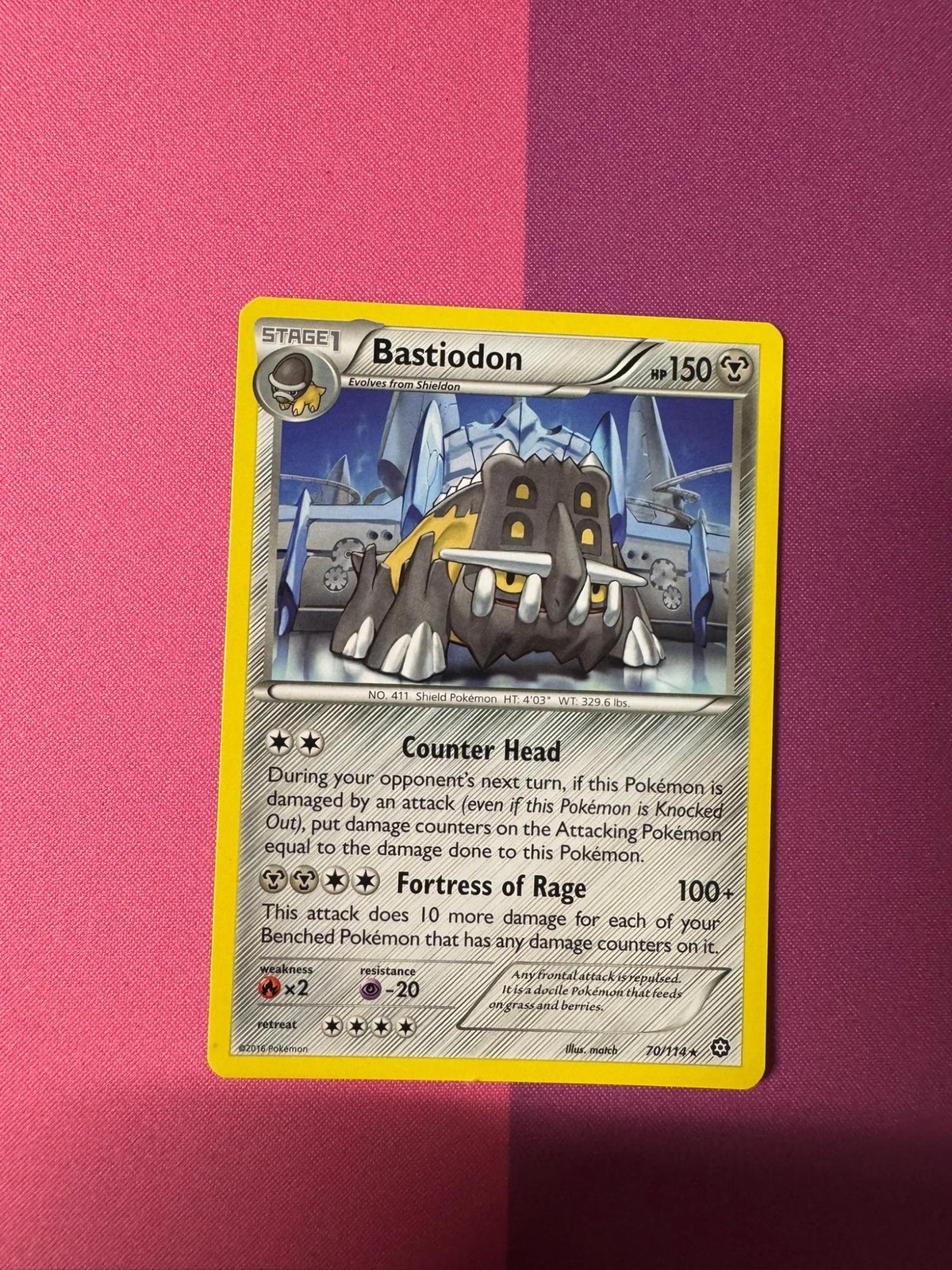 Bastiodon 70/114 Rare Steam Siege Pokemon Moderately Played