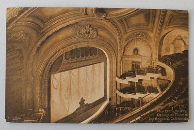 View from Gallery Orpheum Theatre Los Angeles CA  vintage postcard  unposted