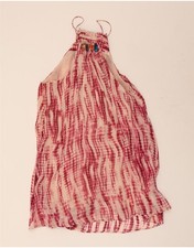 Zara Womens Halter Tiered Dress UK 14 Medium Pink Tie Dye AA06
