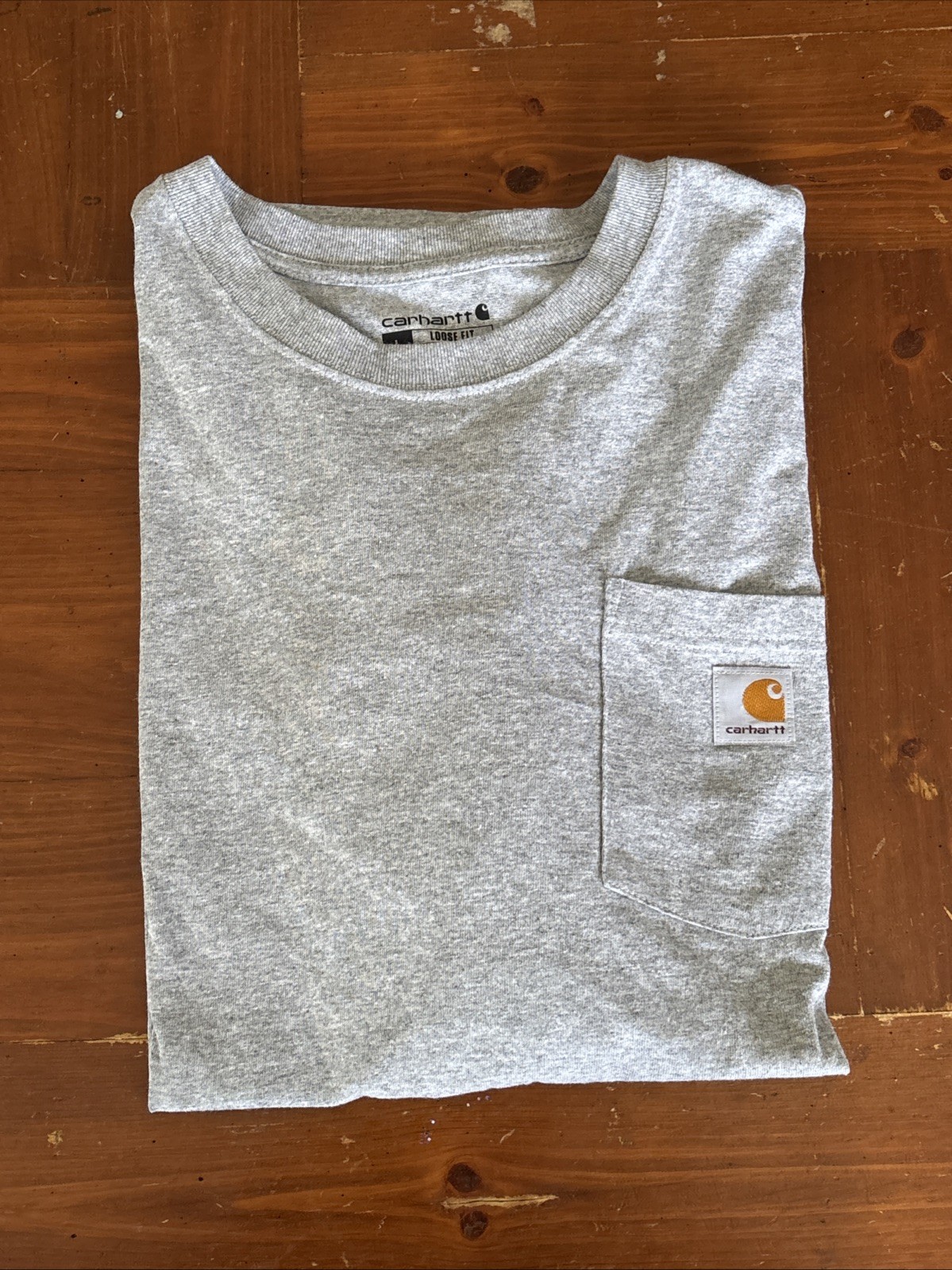 Carhartt Mens Grey Short Sleeve Cotton Pocket Tee Size Large Casual Wear