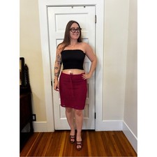 90s Vintage Raspberry Crochet Wiggle Skirt Sz L