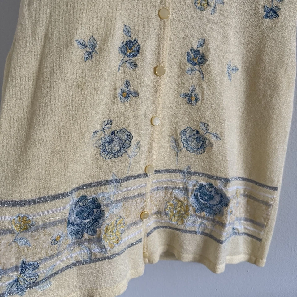 Chaleco De Colección Años 90 Napa Valley Petites Floral Acrílico Nylon Lindo Chica Boho PL Foto 2 de 4