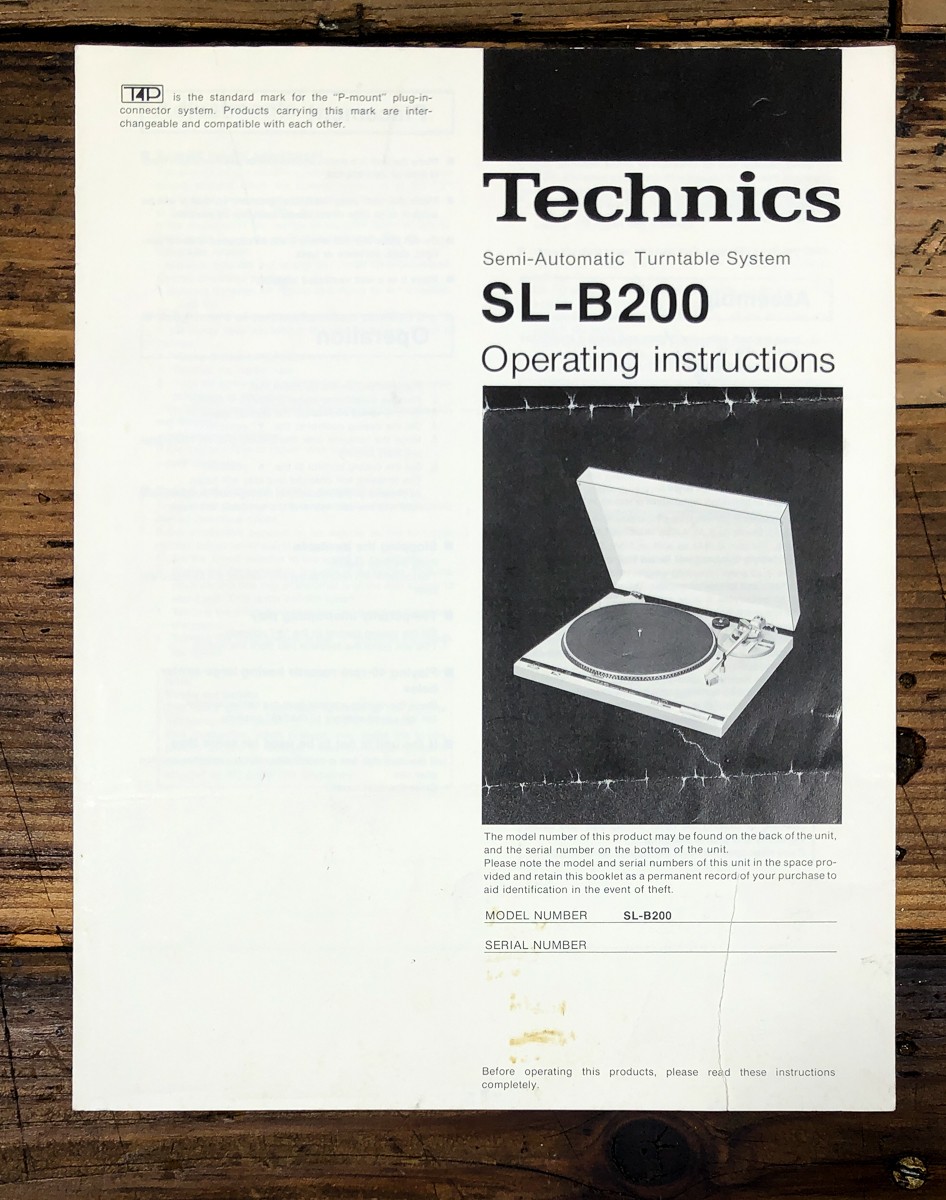 Technics SL-B200 Record Player / Turntable Owners / User Manual *Original*