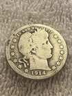1914 Barber Head QUARTER Dollar 90% Silver