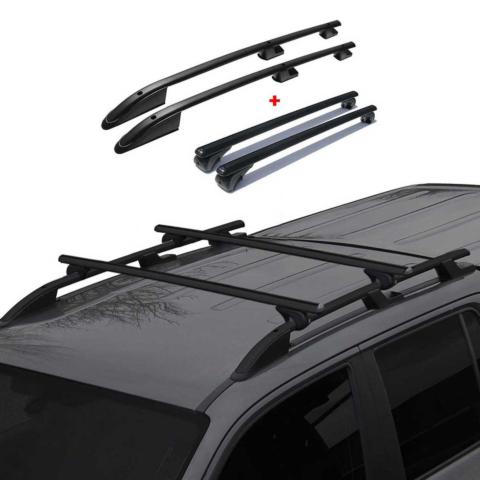 Barres de toit alu noir pour Tourneo Custom L1 charge lourde et aérodynamique