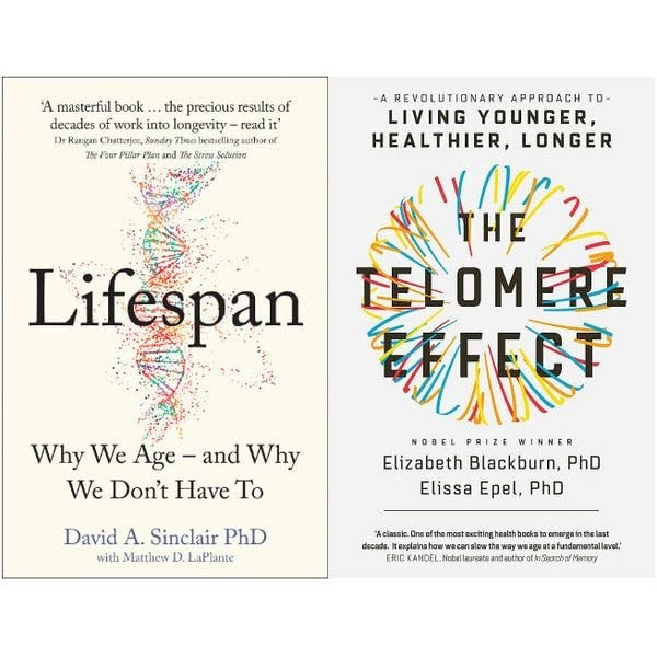 Lifespan Dr David A. Sinclair, Telomere Effect Elizabeth Blackburn 2 Books Set